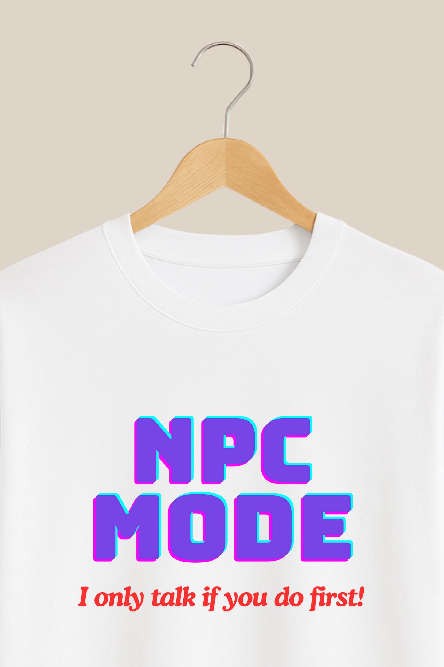 NPC Mode Meme – Oversized White Tshirt