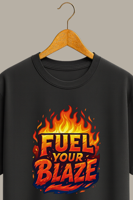 Fuel Your Blaze – Elemental Word Art Black T-Shirt