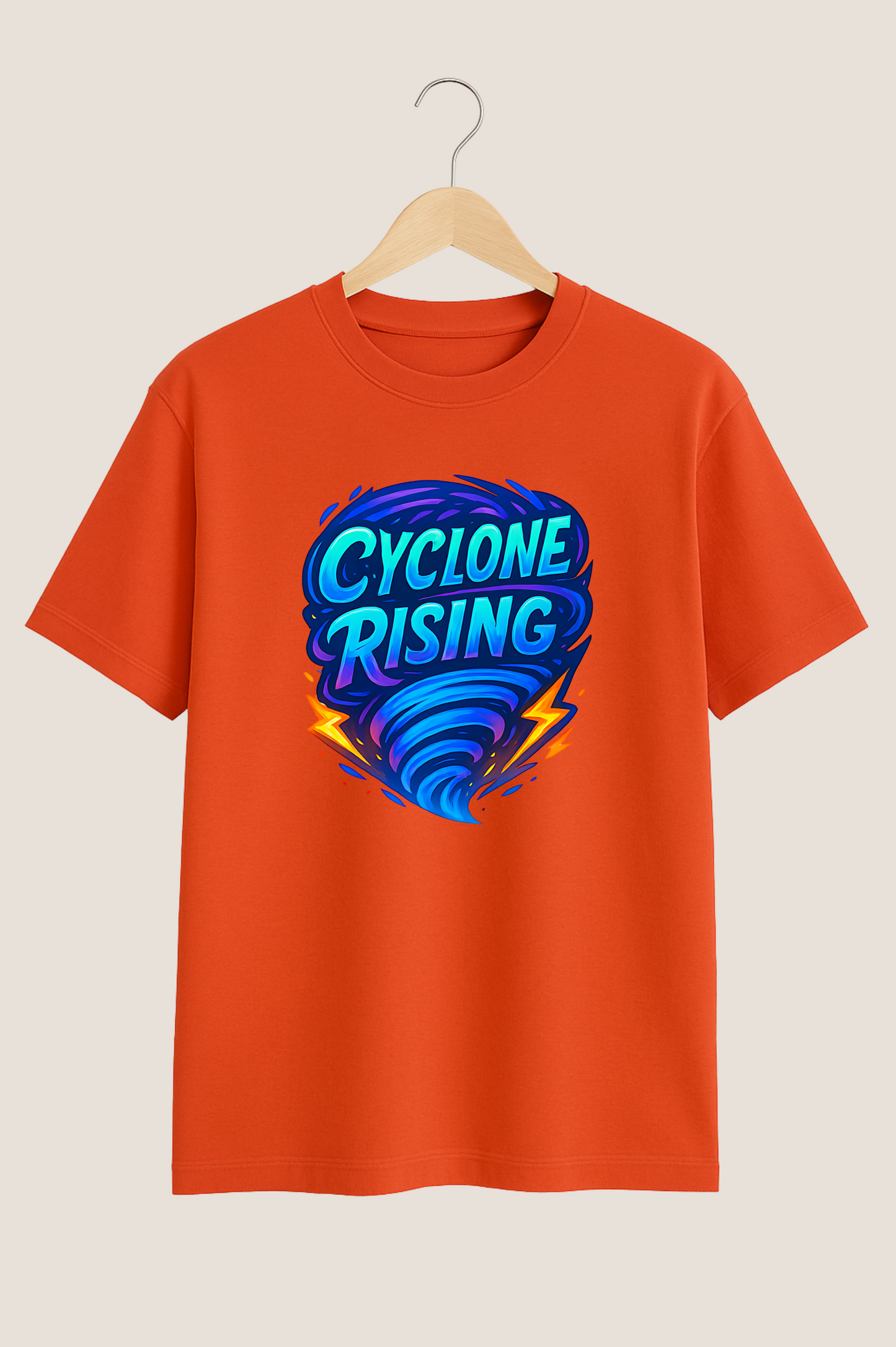 Cyclone Rising – Elemental Word Art Brick Red T-Shirt