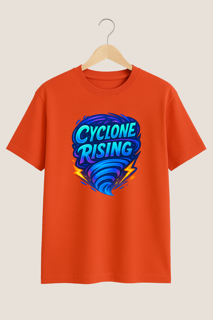 Cyclone Rising – Elemental Word Art Brick Red T-Shirt