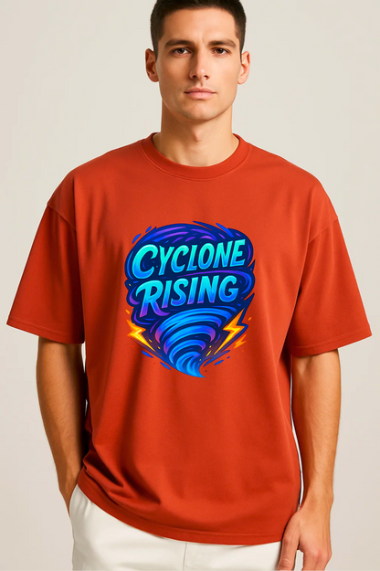 Cyclone Rising – Elemental Word Art Brick Red T-Shirt