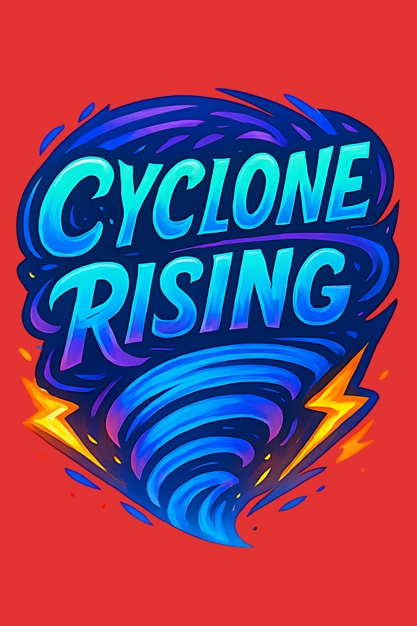Cyclone Rising – Elemental Word Art Brick Red T-Shirt