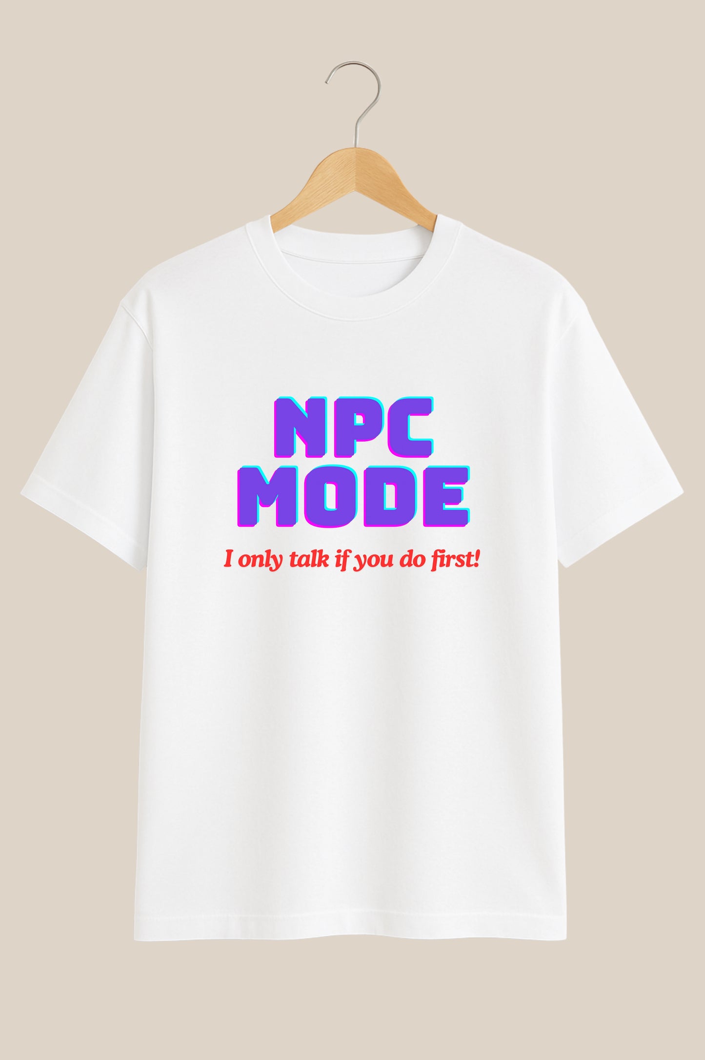 NPC Mode Meme – Oversized White Tshirt
