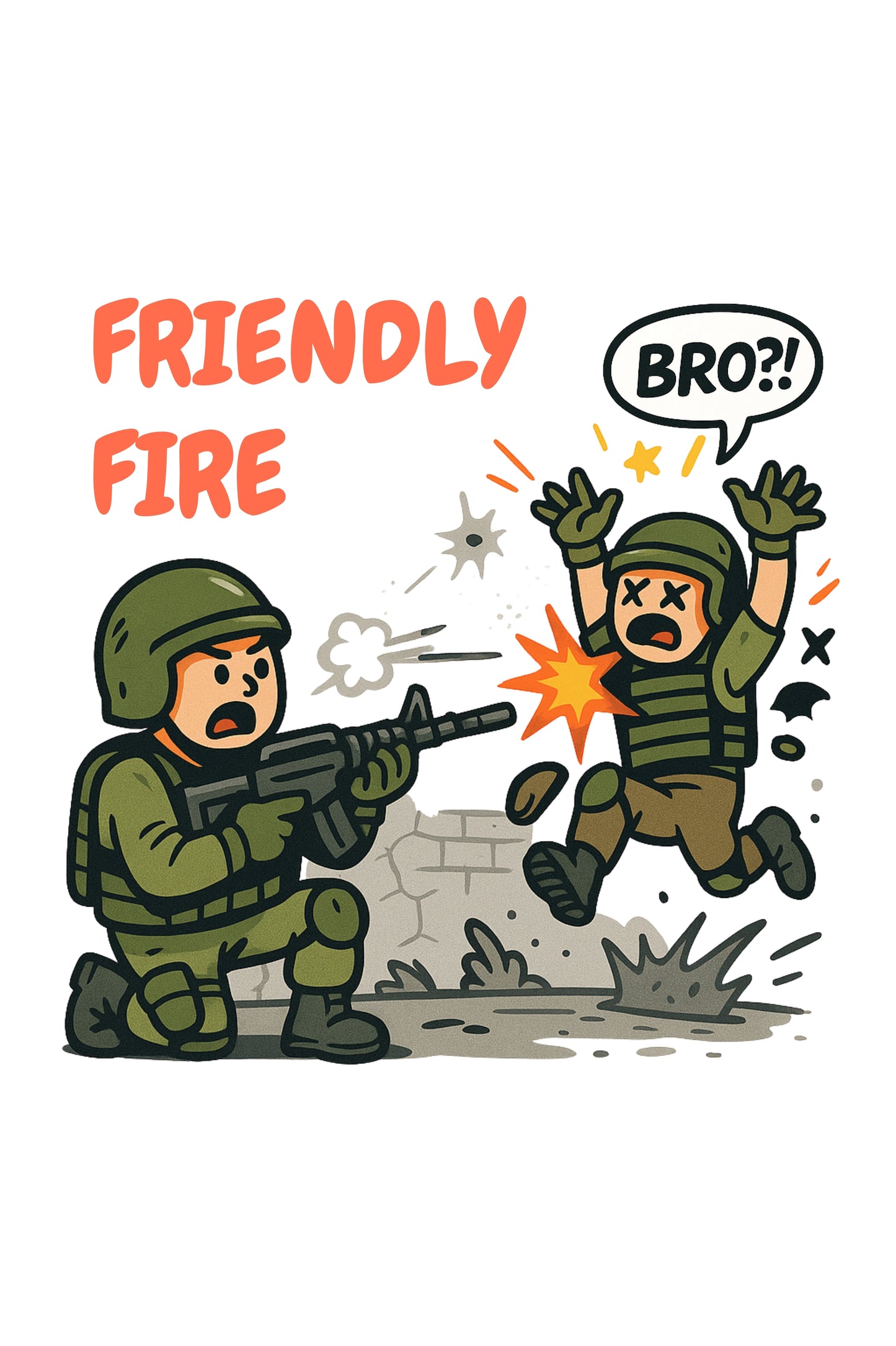 Friendly Fire – Gamer Comic White T-shirt