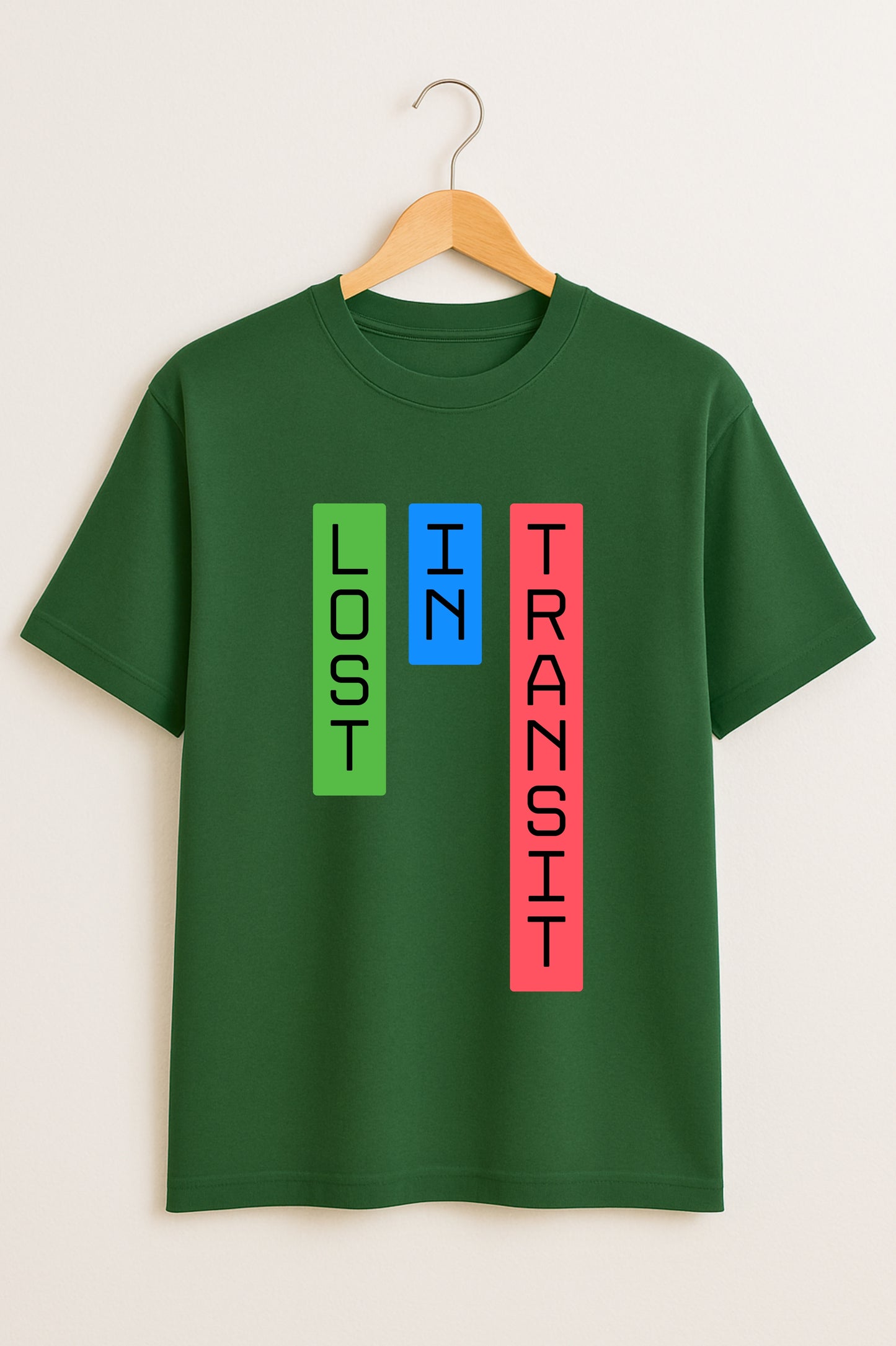 Lost in Transit – Bold Statement Forest Green Tshirt
