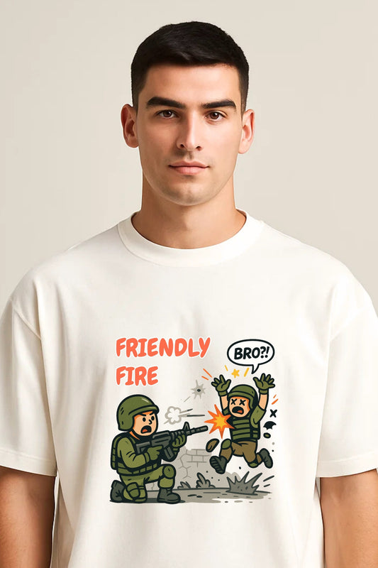 Friendly Fire – Gamer Comic White T-shirt