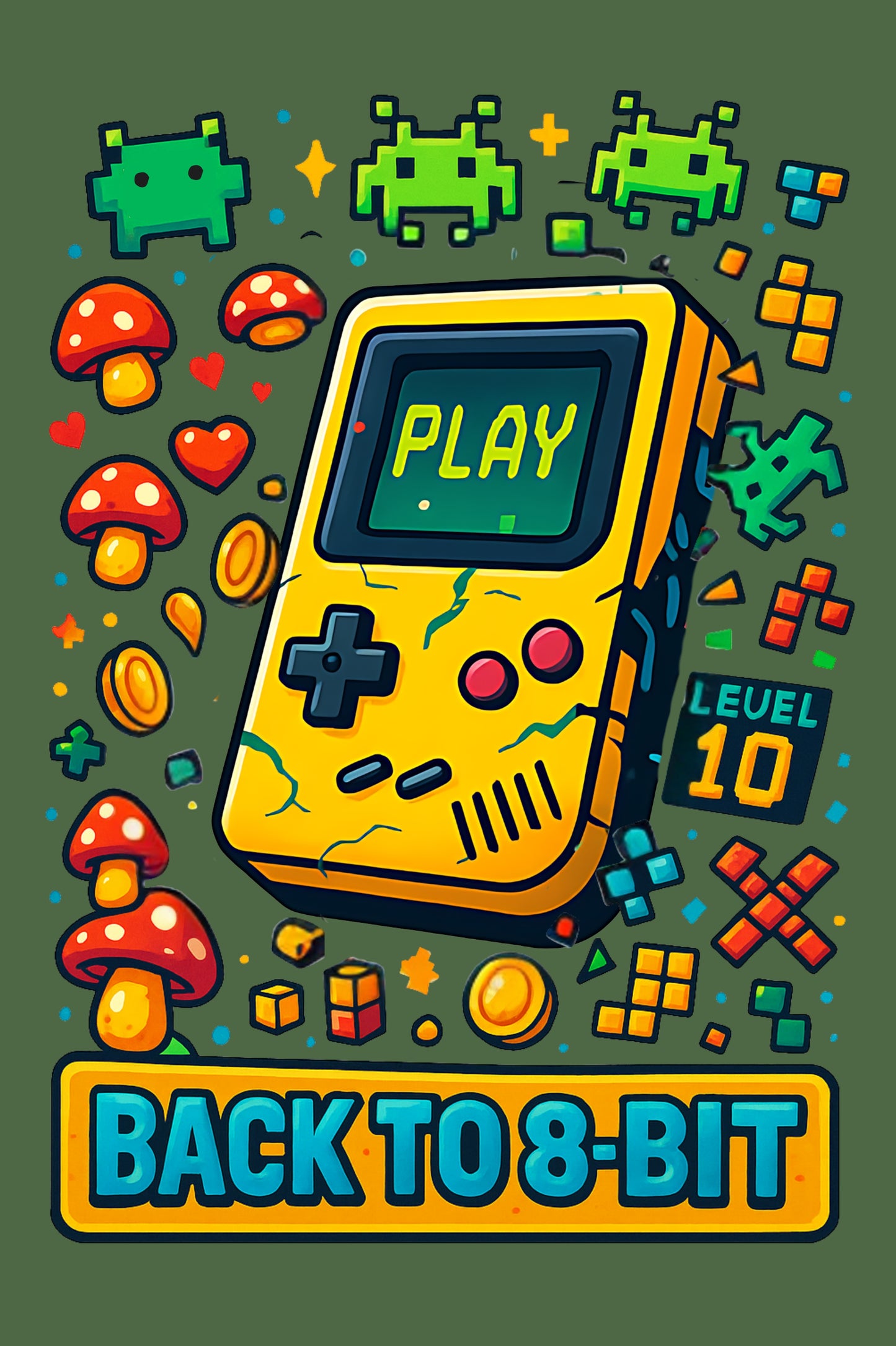 Gameboy Retro – Back to 8 Bit Forest Green T-Shirt