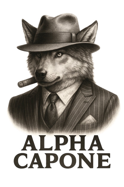 Alpha Capone – 90s Mafia Wolf White T-Shirt