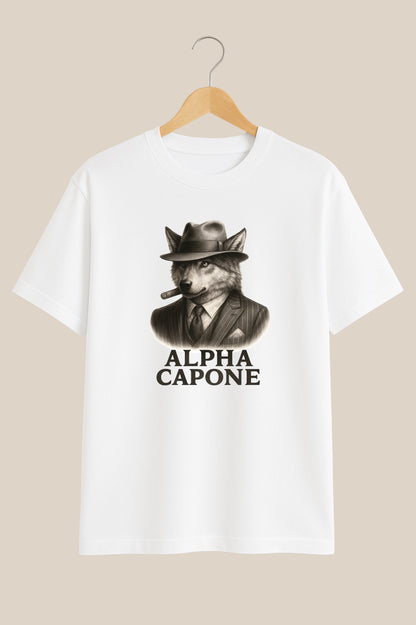Alpha Capone – 90s Mafia Wolf White T-Shirt