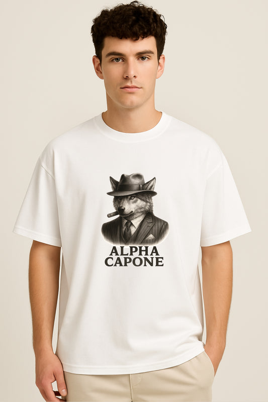 Alpha Capone – 90s Mafia Wolf White T-Shirt