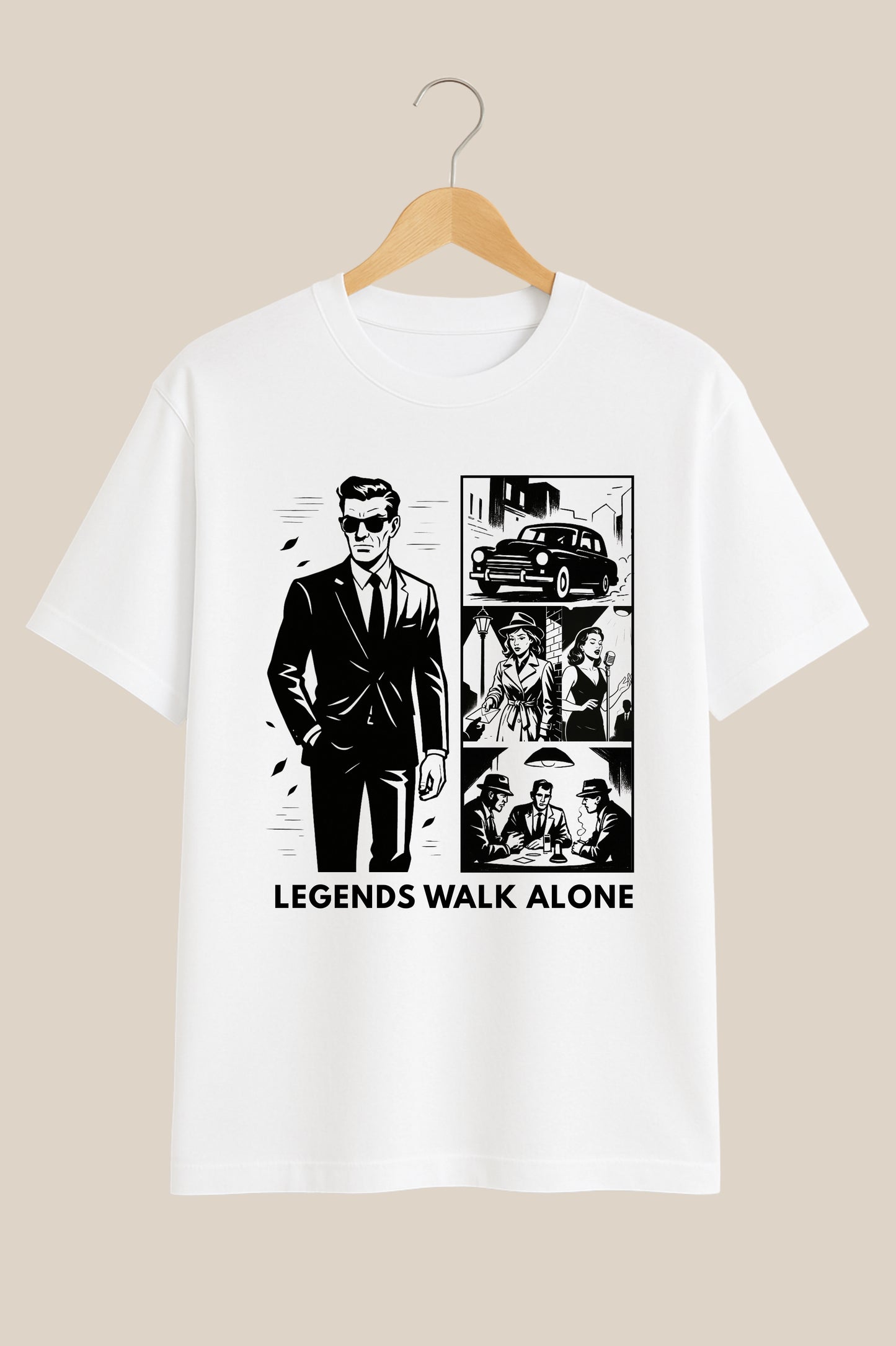 Legends Walk Alone – Mafia Boss Graphic White T-Shirt