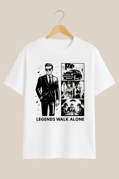 Legends Walk Alone – Mafia Boss Graphic White T-Shirt