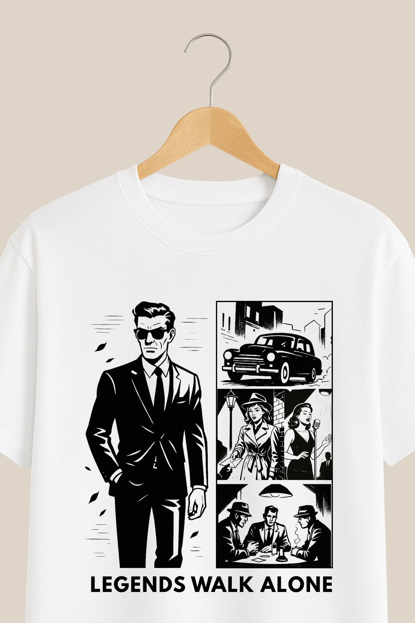 Legends Walk Alone – Mafia Boss Graphic White T-Shirt