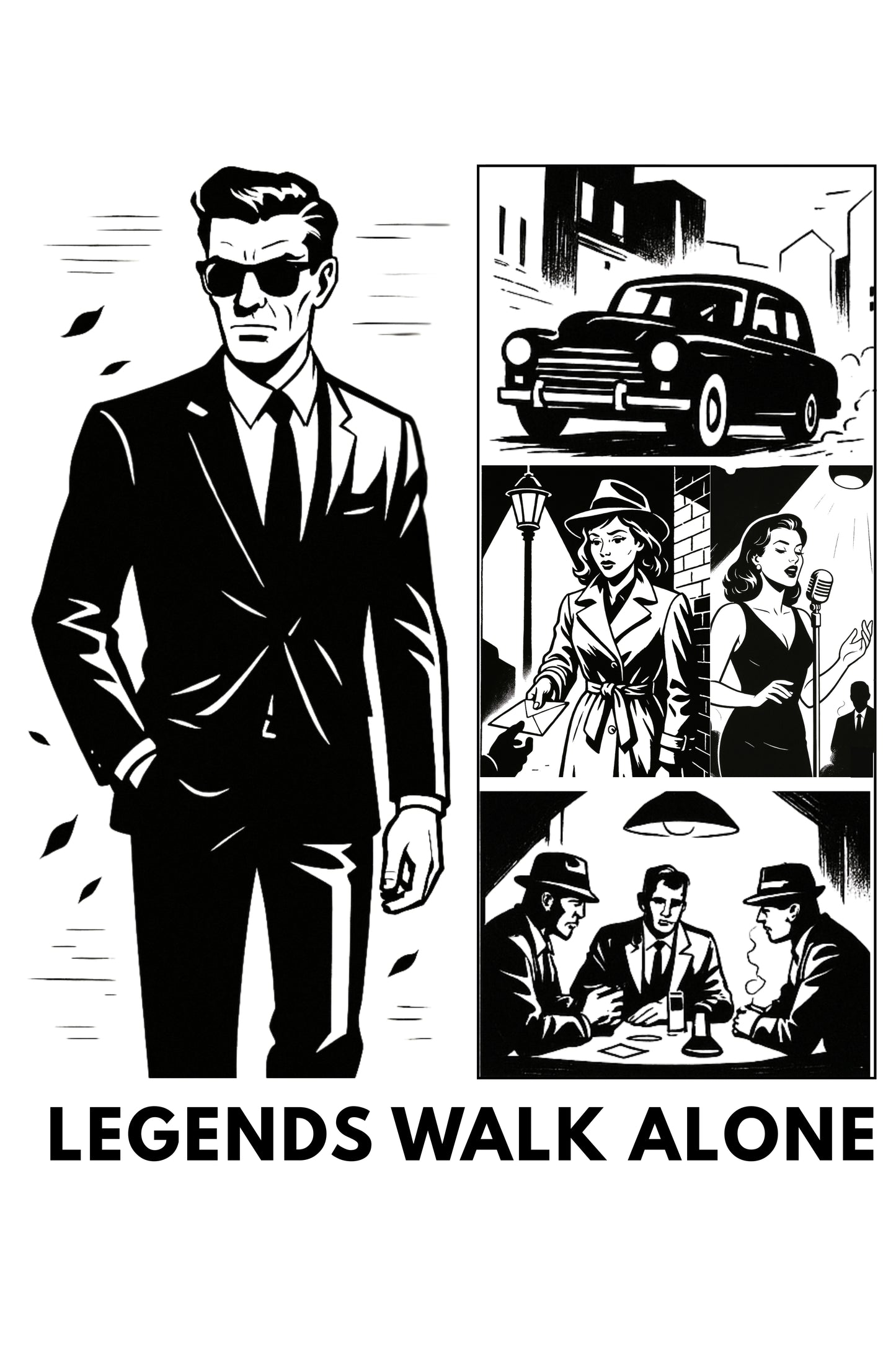 Legends Walk Alone – Mafia Boss Graphic White T-Shirt