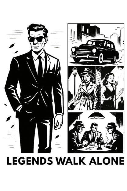 Legends Walk Alone – Mafia Boss Graphic White T-Shirt