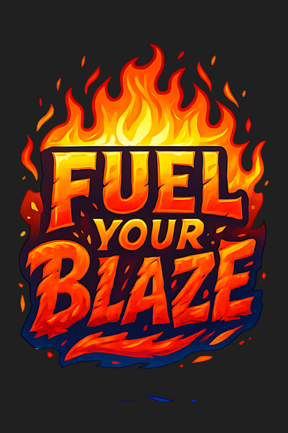Fuel Your Blaze – Elemental Word Art Black T-Shirt