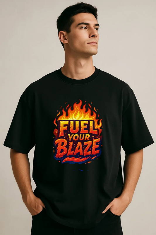 Fuel Your Blaze – Elemental Word Art Black T-Shirt
